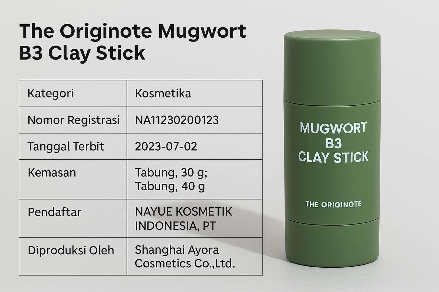 The Originote Mugwort B3 Clay Stick Apakah Sudah BPOM? 1 The Originote Mugwort B3 Clay Stick